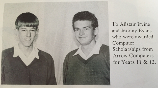 Alistair Irvine and Jeromy Evans Computer Scholarship in 1992
