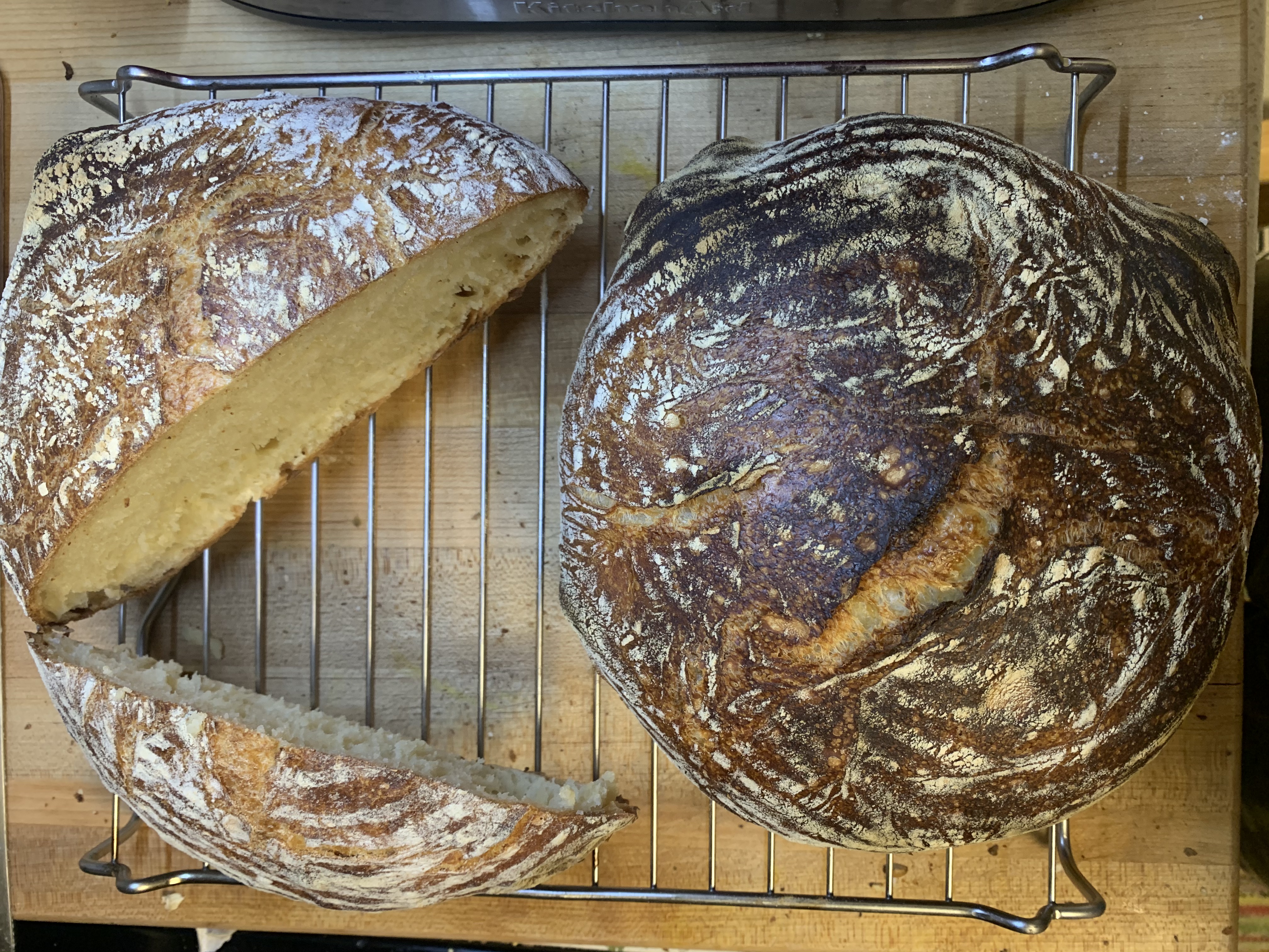 Slow fermentation bread Good.  Blonde colored, thin crust, two loaves