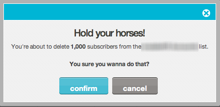 screenshot from mailchimp warning about deleting subscribers