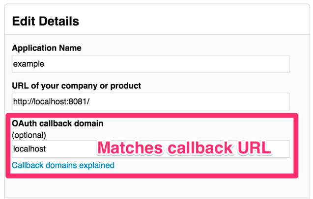 The callback domain is important